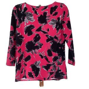 IMNYC Isaac Mizrahi pink black pullover top medium.  0212